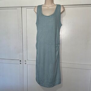 Striped XL lined ruched‎ maxi Dress Sleeveless Casual Summer NWOT